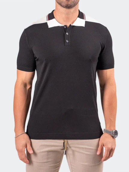 Maceoo Stretch Short-Sleeve Polos | Polo TipDeep Black